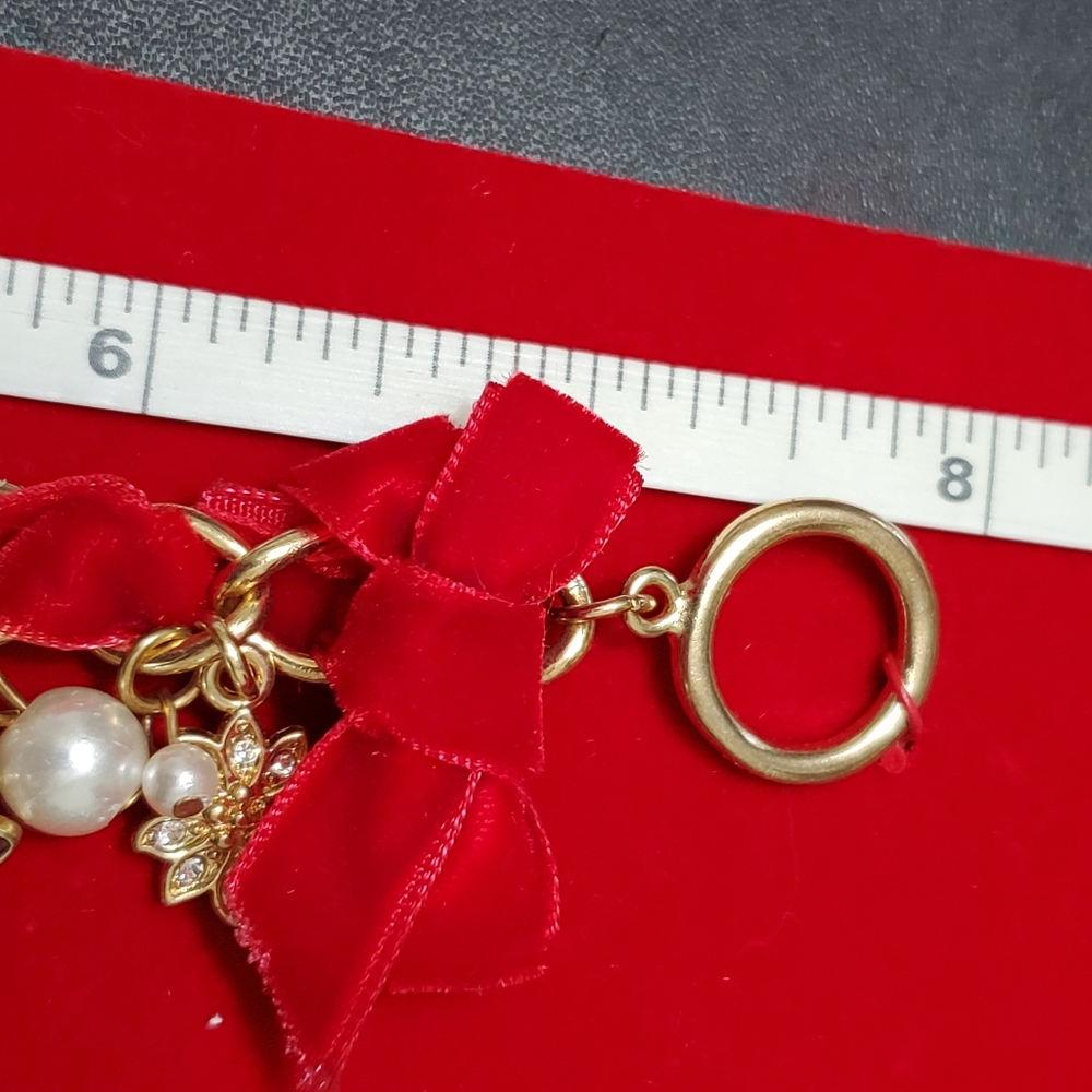 Holiday Lane gold tone poinsettia charm bracelet - Picture 4 of 7
